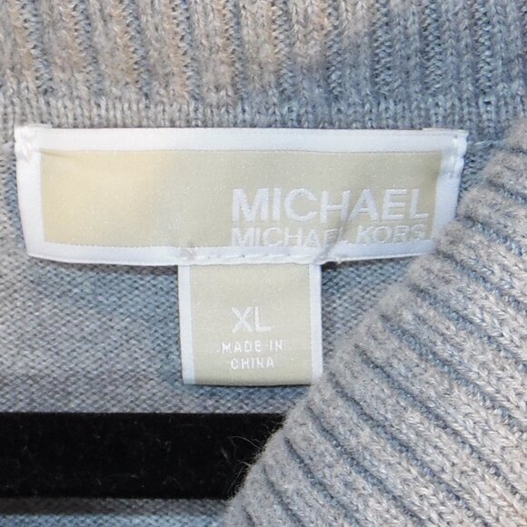 Michael Kors Sweater Womans XL Gray Long‎ Sleeve Cowl Neck Fringe Hem Boho Tunic - Picture 5 of 8